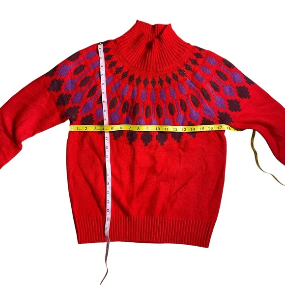Ann Taylor Petite Fair Isle Red Turtleneck Sweater Women’s Size XSP Wool Blend - Picture 6 of 6